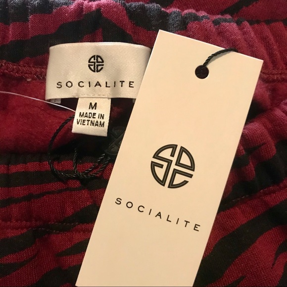 Socialite Tiger Print Stripes Red Black Sweat Pant - Picture 4 of 6